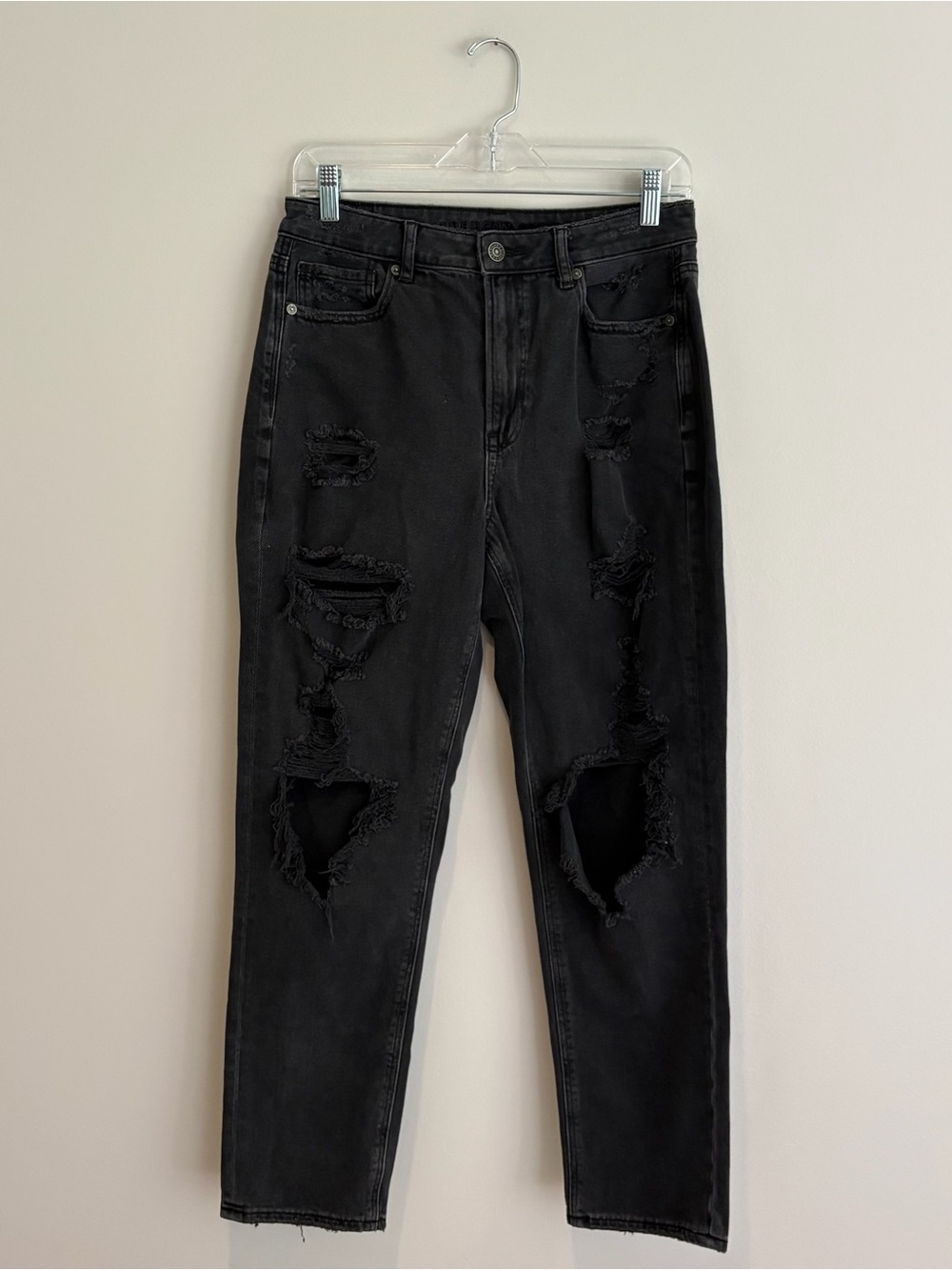 American Eagle Outfitters Black Distressed Mom Jeans Size 4